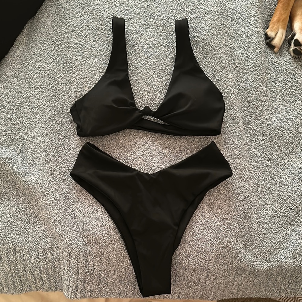 Black high waisted bathing suit
